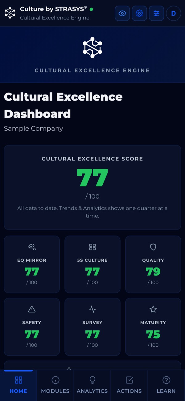 Culture by STRASYS on a phone: Dashboard