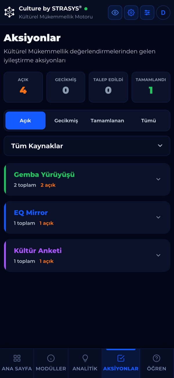Culture by STRASYS on a phone: Aksiyonlar