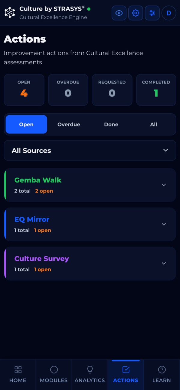 Culture by STRASYS on a phone: Actions