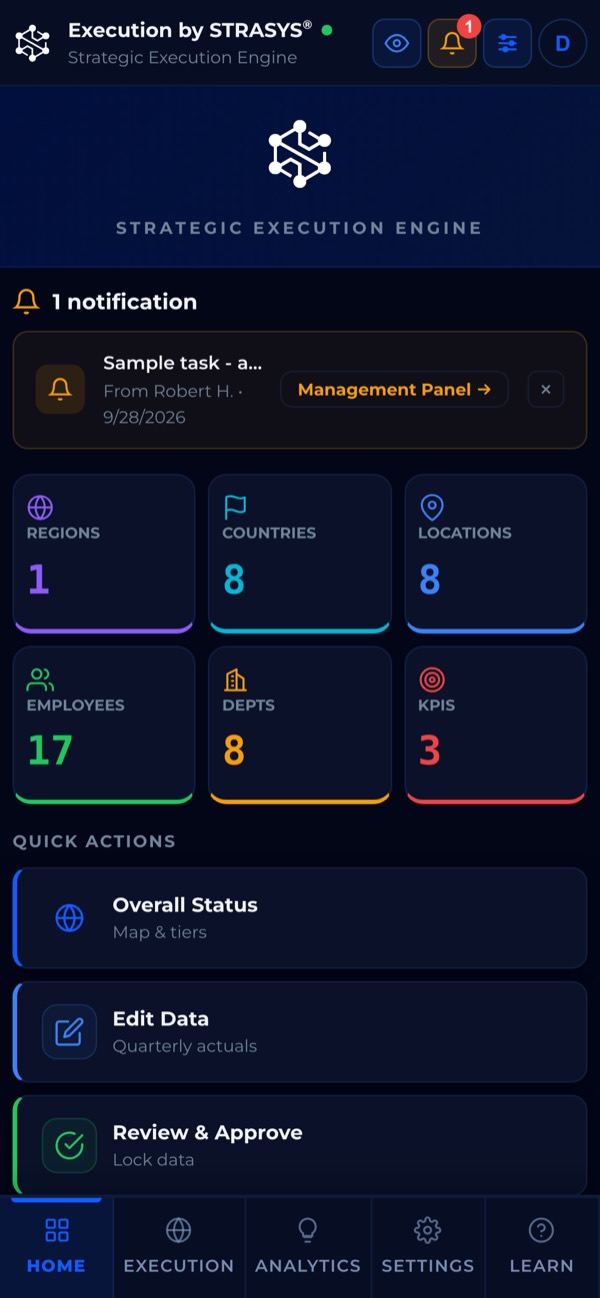 Execution by STRASYS on a phone: Home