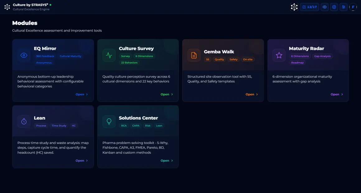 Modules screen from the Culture app