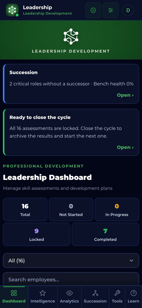 Leadership by STRASYS on a phone: Dashboard