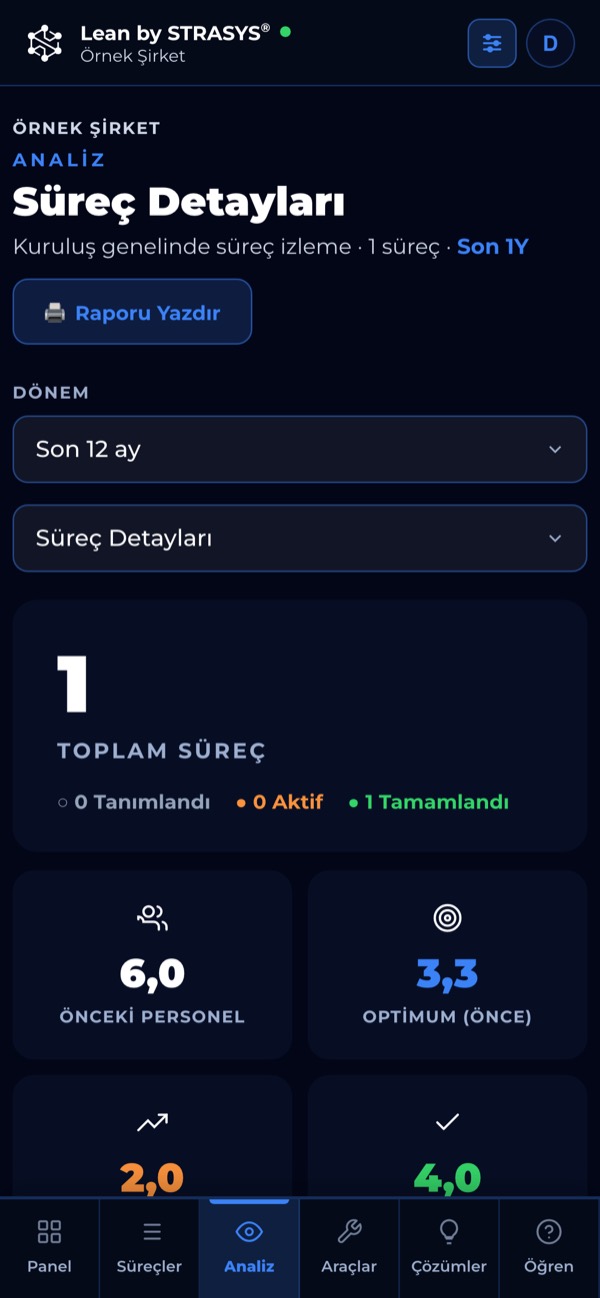Lean by STRASYS on a phone: Analiz