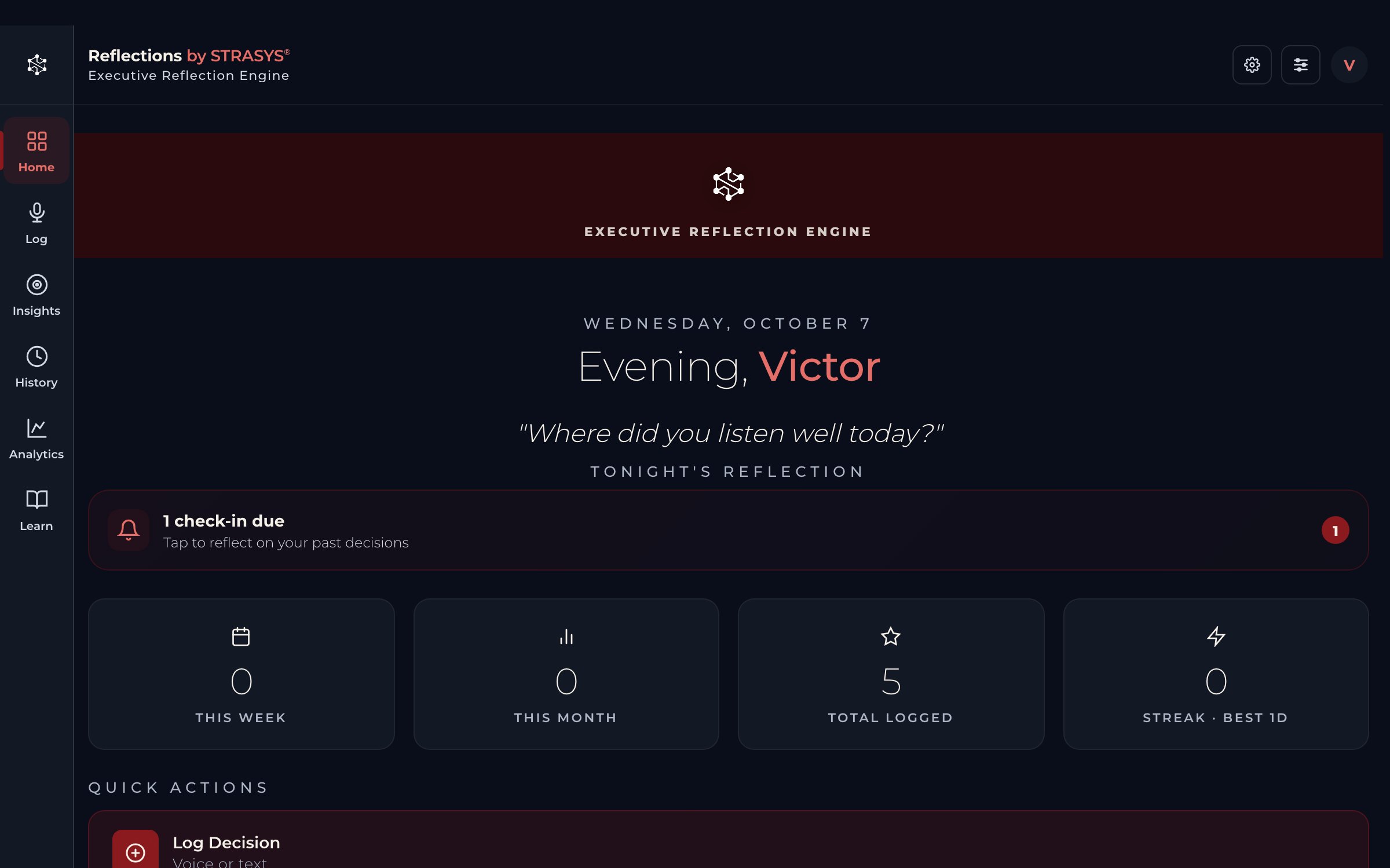 Reflections by STRASYS on a wide screen, sample data